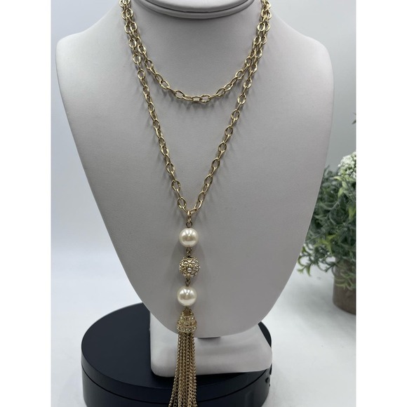Lia Sophia "Joyous" Gold Tone Crystals Glass Pearls Resin Beads Necklace - Picture 6 of 12